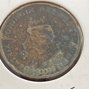 5/$10❤️❤️❤️Vintage 2002 Dutch 20 Cent Euro Coin with Queen Beatrix